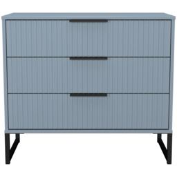 Crowndale Fluted 3 Drawer Denim Blue Chest of Drawers Ready Assembled - thumbnail 2