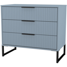 Crowndale Fluted 3 Drawer Denim Blue Chest of Drawers Ready Assembled - thumbnail 4
