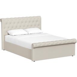 FWStyle Abbey Cream Almond King Size Side Lift Ottoman Bed Frame with Scroll Buttoned Headboard - thumbnail 4