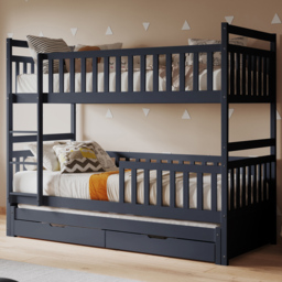 Flair Elvis Grey Wooden 2 Drawer Bunk Bed with Trundle