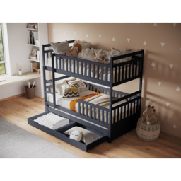 Flair Elvis Grey Wooden 2 Drawer Bunk Bed with Trundle - thumbnail 3