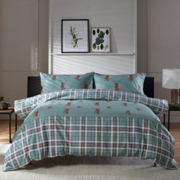 The Lyndon Company Highland Fell Green and Red Double Duvet Set - thumbnail 1