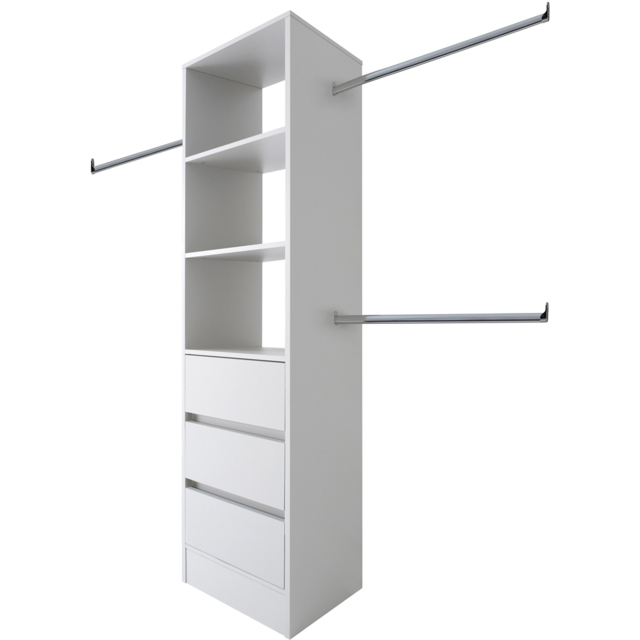 Spacepro 3 Drawer Single Hanger Bar White Tower Unit 600mm - image 1