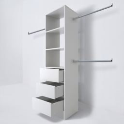 Spacepro 3 Drawer Single Hanger Bar White Tower Unit 600mm - thumbnail 3