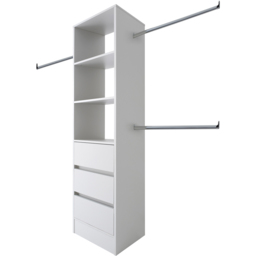 Spacepro 3 Drawer Single Hanger Bar White Tower Unit 600mm - thumbnail 1