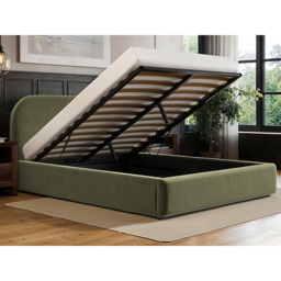 Flair Alba Khaki Velvet King Size Ottoman Bed - thumbnail 4