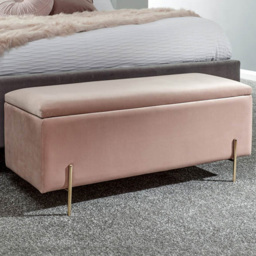 GFW Mystica Blush Pink Velvet Ottoman Storage Bench