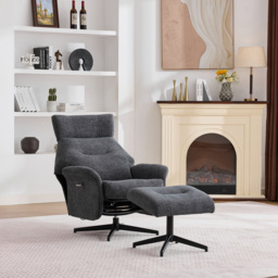 Queensbridge Dark Grey Swivel Chair and Footstool - thumbnail 4
