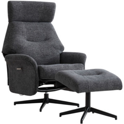 Queensbridge Dark Grey Swivel Chair and Footstool - thumbnail 2