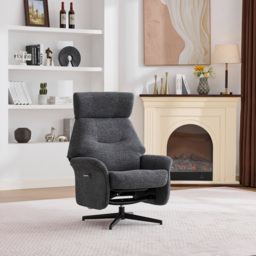 Queensbridge Dark Grey Swivel Chair and Footstool - thumbnail 3