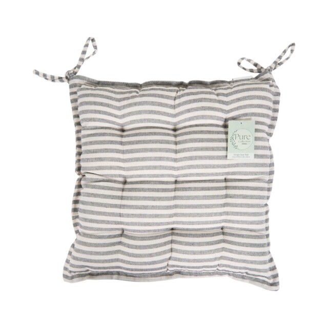 Soft Stripe Seat Pad Grey and White - image 1