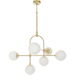 Merano Cosenza Antique Brass and Opal Glass 6 Light Ceiling Semi Flush