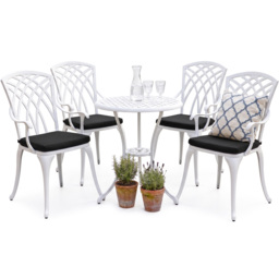 Centurion Oshowa White and Black 4 Seater Cast Aluminium Garden Bistro Set with Cushions - thumbnail 2