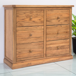 Cabinet Bits Salerno 6 Drawer Natural Chest of Drawers with Wooden Knob - thumbnail 1