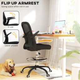 Portland Black Mesh Draughtsman Ergonomic Drafting Office Chair - thumbnail 4