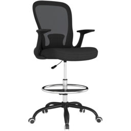Portland Black Mesh Draughtsman Ergonomic Drafting Office Chair - thumbnail 2