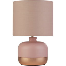 Lighting Collection Pink and Copper Table Lamp