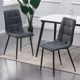 Henri Black Faux Suede Leather Dining Chair Set of 2