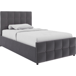 Vida Designs Valentina Dark Grey Linen Single Ottoman Bed with Padded Headboard - thumbnail 2