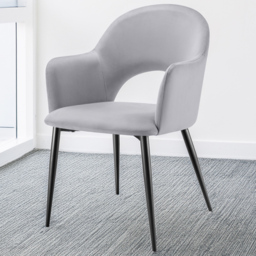 tectake Sasha Light Grey Velvet Padded Dining Chair Set of 4