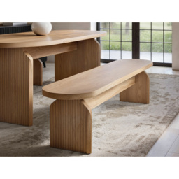SOLACE+CO Varm Aiko Ribbed Wooden 2 Seater Dining Set with Bench - thumbnail 4