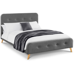 Julian Bowen Astrid King Size Grey Curved Retro Buttoned Bed - thumbnail 3