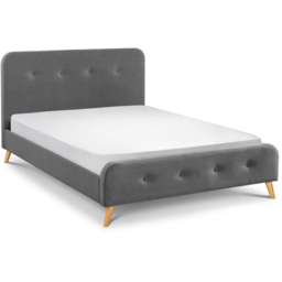 Julian Bowen Astrid King Size Grey Curved Retro Buttoned Bed - thumbnail 2