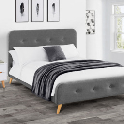 Julian Bowen Astrid King Size Grey Curved Retro Buttoned Bed - thumbnail 1