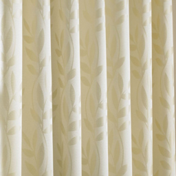 Alan Symonds Dupion Leaf Jacquard Ring Top Eyelet Curtains Cream 117 x 137cm - thumbnail 4