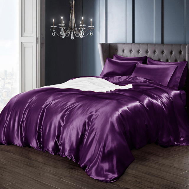 Intimates Purple Super King Size Satin Bedding Set - image 1