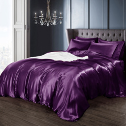 Intimates Purple Super King Size Satin Bedding Set - thumbnail 1