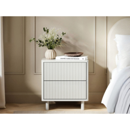 SOLACE+CO Velmor White 2 Drawer Ribbed Bedside Table - thumbnail 4