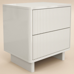SOLACE+CO Velmor White 2 Drawer Ribbed Bedside Table - thumbnail 2