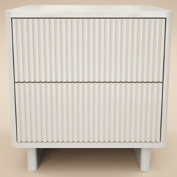 SOLACE+CO Velmor White 2 Drawer Ribbed Bedside Table - thumbnail 3