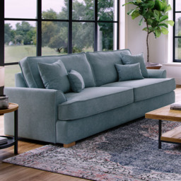 Alba City 4 Seater Fine Blue Fabric Sofa - thumbnail 1