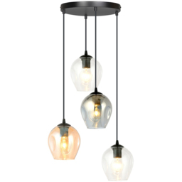 Emibig Istar Transparent Graphite and Amber Shade Black 4 Light E27 LED Pendant Lamp - thumbnail 3
