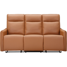 Dorel Lugo 3 Seater Cognac PU Manual Recliner Sofa - thumbnail 2