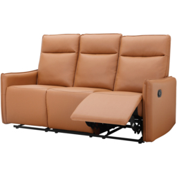 Dorel Lugo 3 Seater Cognac PU Manual Recliner Sofa - thumbnail 3
