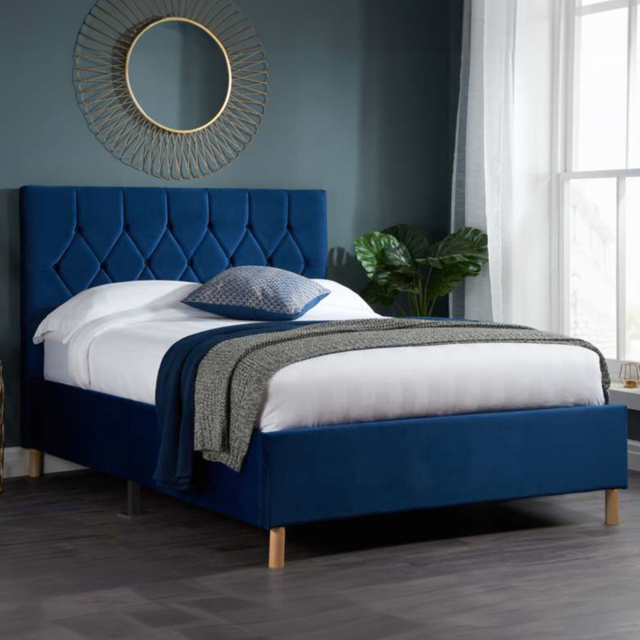 Loxley Small Double Blue Fabric Bed - image 1