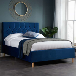 Loxley Small Double Blue Fabric Bed - thumbnail 1