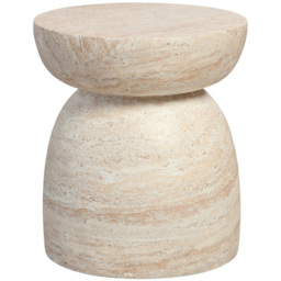 Desser Pisa Round Minimalist Travertine Side Table - thumbnail 2