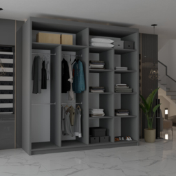 M N Furniture Modern Gala 2 Door Grey Mirrored Sliding Wardrobe 203cm - thumbnail 3