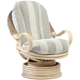 Desser Furniture Dijon Athena Stripe Natural Rattan Swivel Rocking Chair - thumbnail 2
