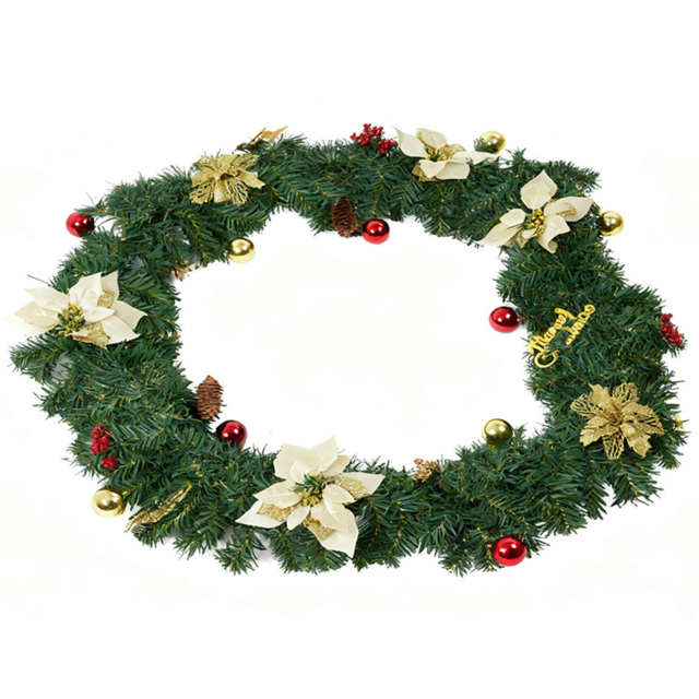 Living and Home Artificial Christmas Garland with Gold Ornaments and Red Berries 270cm - image 1