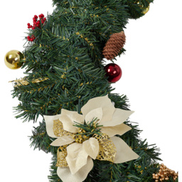 Living and Home Artificial Christmas Garland with Gold Ornaments and Red Berries 270cm - thumbnail 3