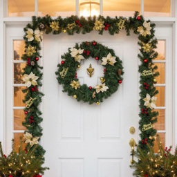 Living and Home Artificial Christmas Garland with Gold Ornaments and Red Berries 270cm - thumbnail 2