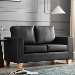 Home Detail Enderby 2 Seater Black Faux Leather Sofa in a Box