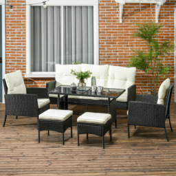 Outsunny 5 Seater Black Sofa Lounge Set