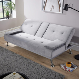 Home Source 2 Seater Grey Foldable Double Sofa Bed