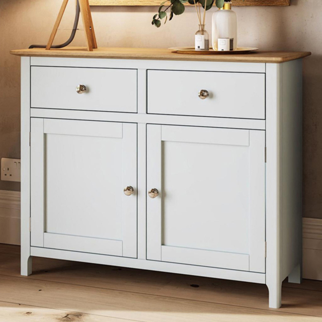 FWStyle Taberno 2 Door 2 Drawer White Linen and Oak Sideboard - image 1